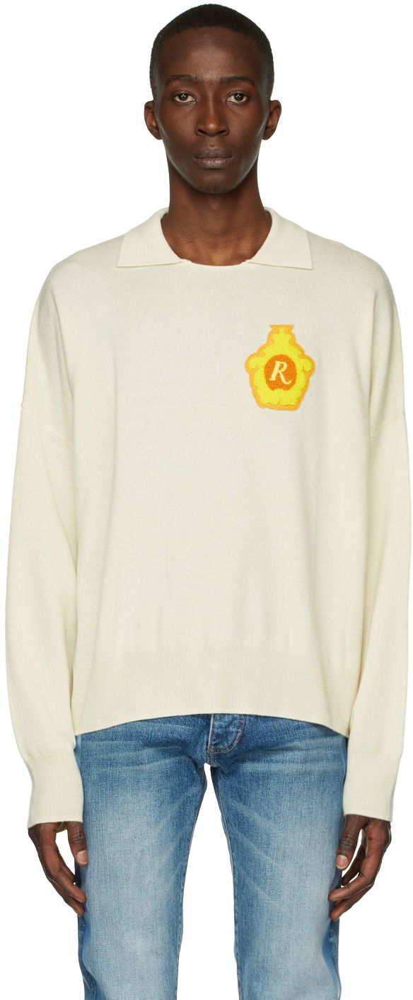 Sweater Rhude Classic Polo Sweater Hvid | RHSS22SW04037196