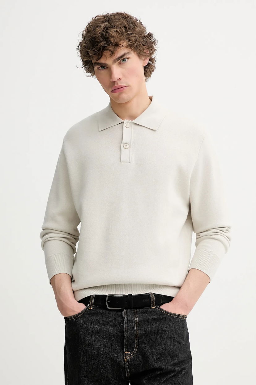Polo skjorte Samsoe Samsoe Samsoe Samsoe SANINO Knit Polo Shirt Beige | M25200022