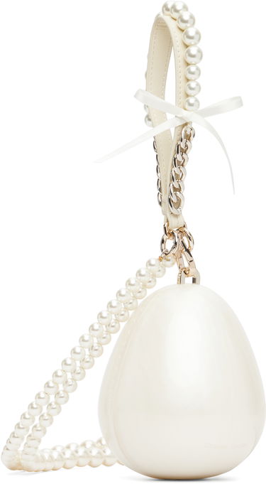 Håndtaske Simone Rocha Simone Rocha Pearl & Chain Strap Pearl Egg Bag Hvid | BAG110ECBOW 0773, 1