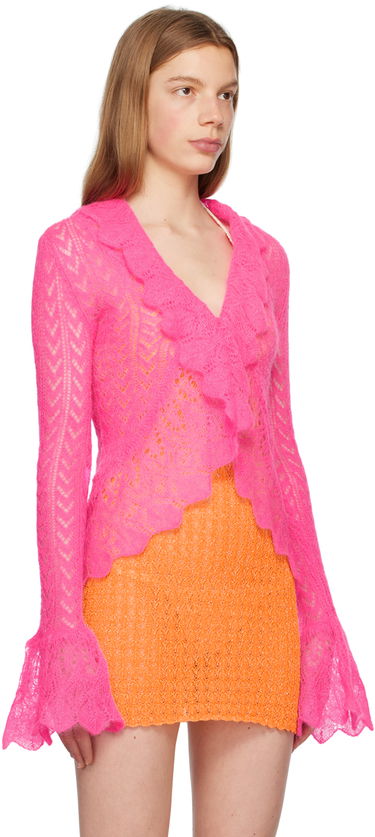 Sweater ERL Pink Ruffled Cardigan Lyserød | ERL06N103, 1