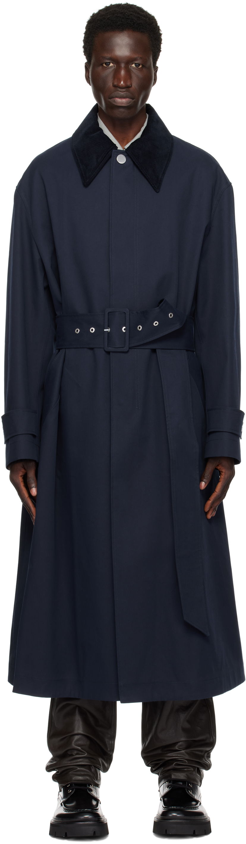 Trenchcoat AMI Belted Mac Trench Coat Mørkeblå | UJK505.CO0081