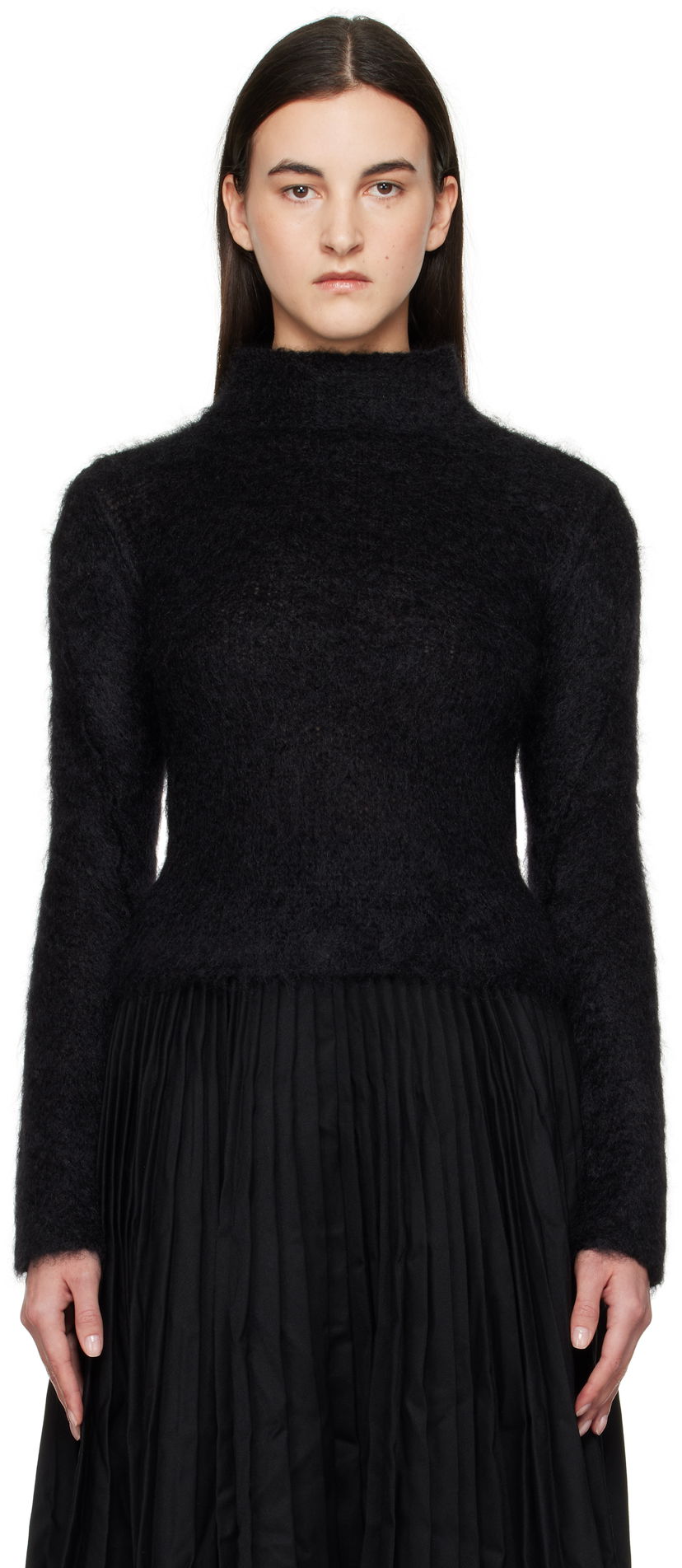 Sweater Marni Marni Brushed Mohair Mock Neck Sweater Sort | DVMD0180A0 UFU172