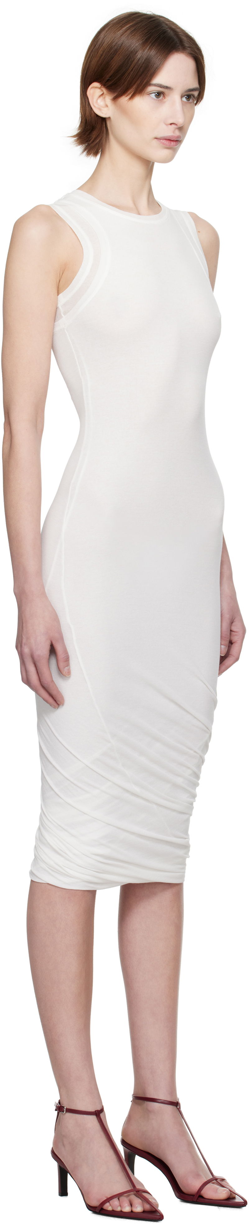 Kjole Jil Sander Jil Sander Sleeveless Twisted Midi Dress Hvid | J02CT0505_J20249, 1