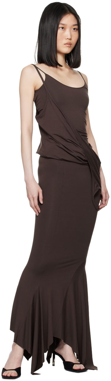 Kjole The Attico Attico Layered Midi Dress Brun | 247WCM121 J045, 3