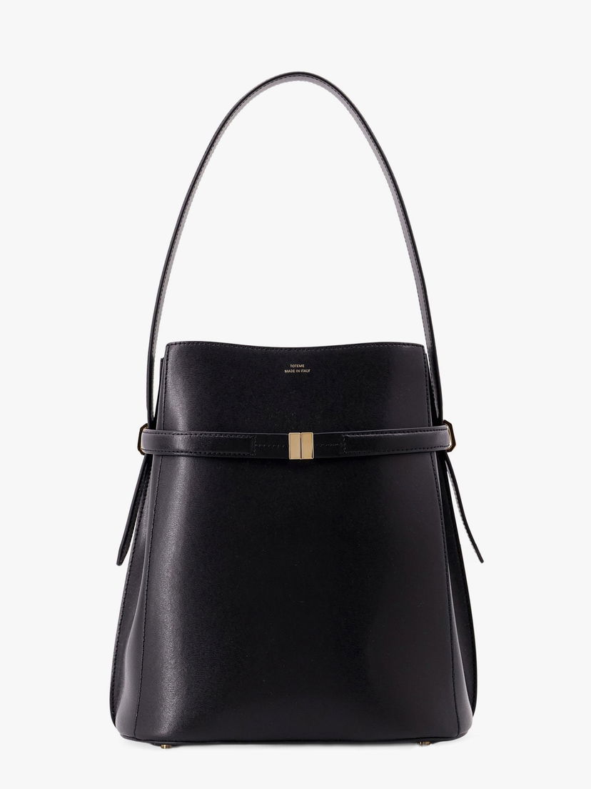 Håndtaske TOTEME Belted Toteme Leather Shoulder Bag Sort | 244WAL0048LE0025001