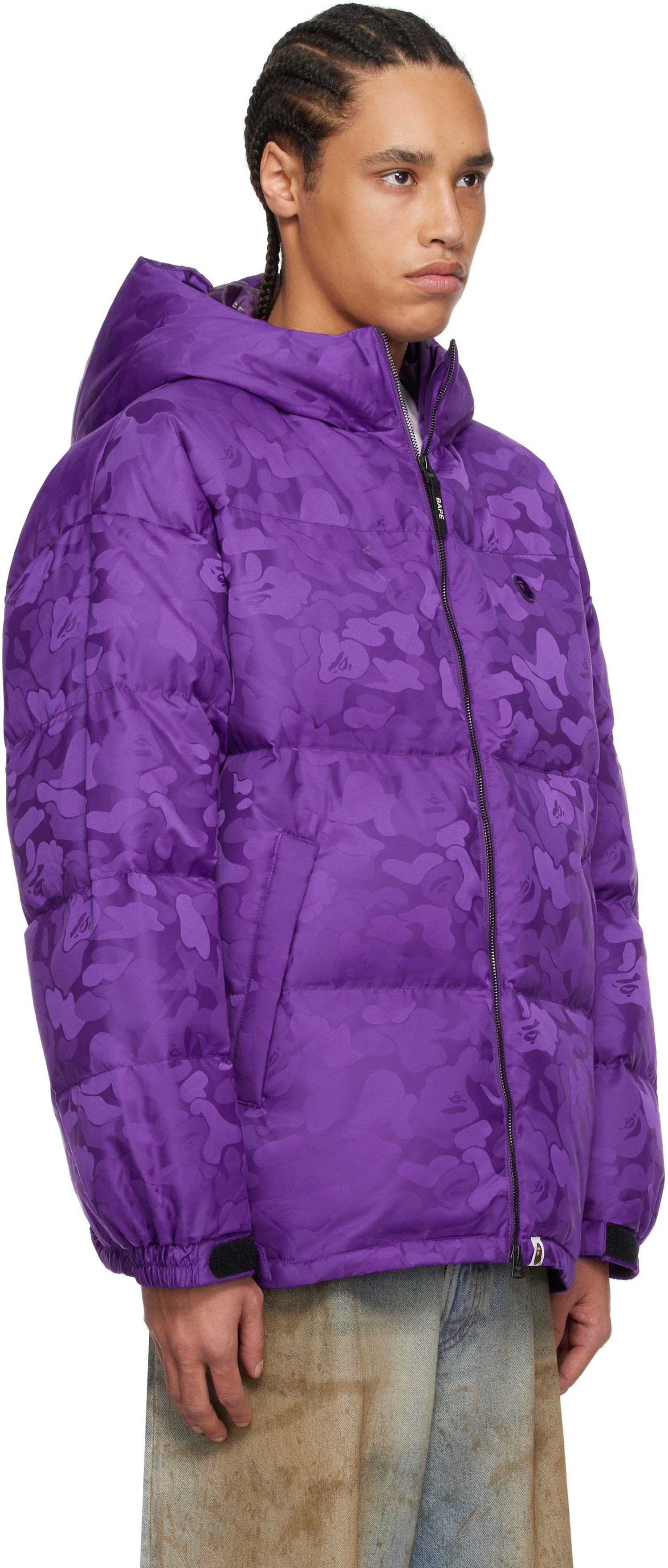 Puffer jakke BAPE A Bathing Ape Camo Jacquard Down Jacket Lilla | 001DNK801001M, 1