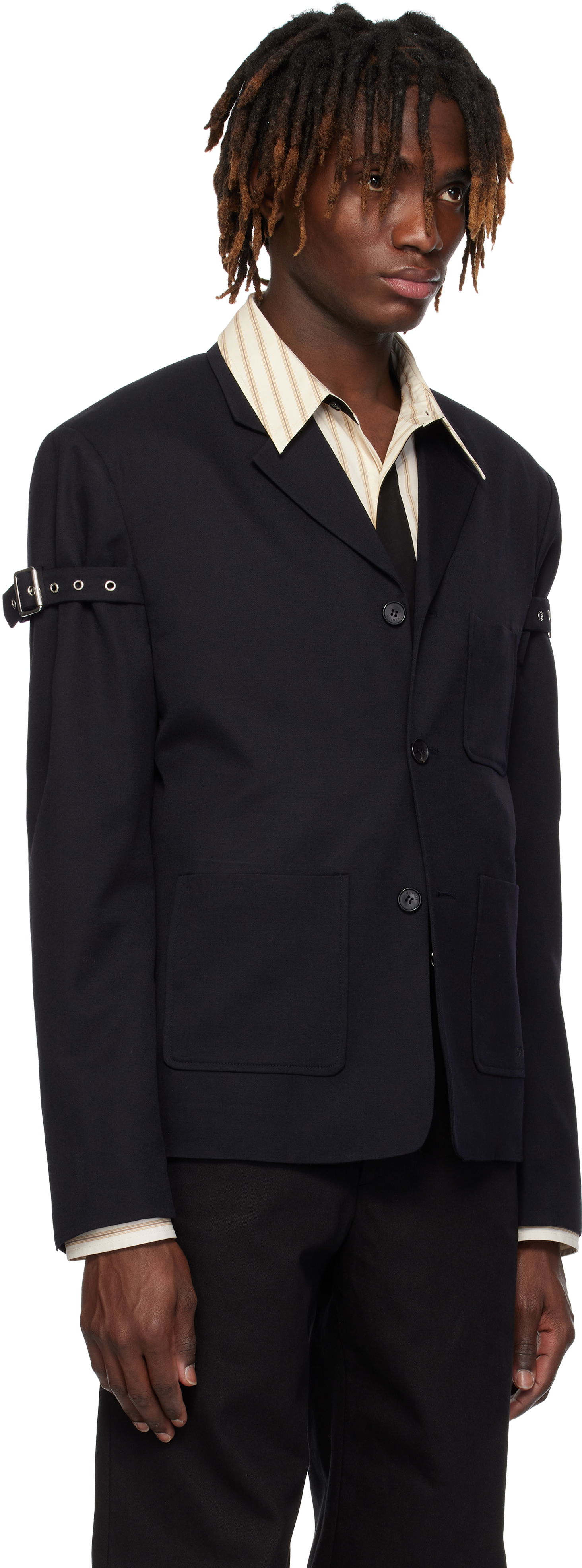 Jakke We11done We11done Belted Blazer Sort | WD-JK0-25-006-U-NV, 1