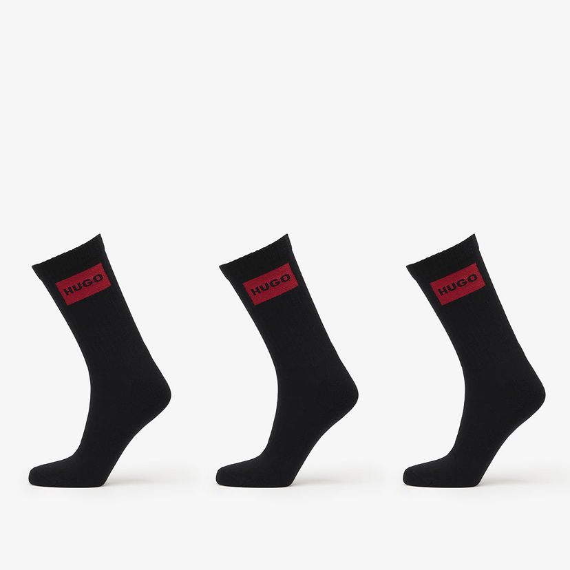 Sokker BOSS Hugo Men-H-3-Pack Qs Rib Label Cc Black Sort | 50531515-001