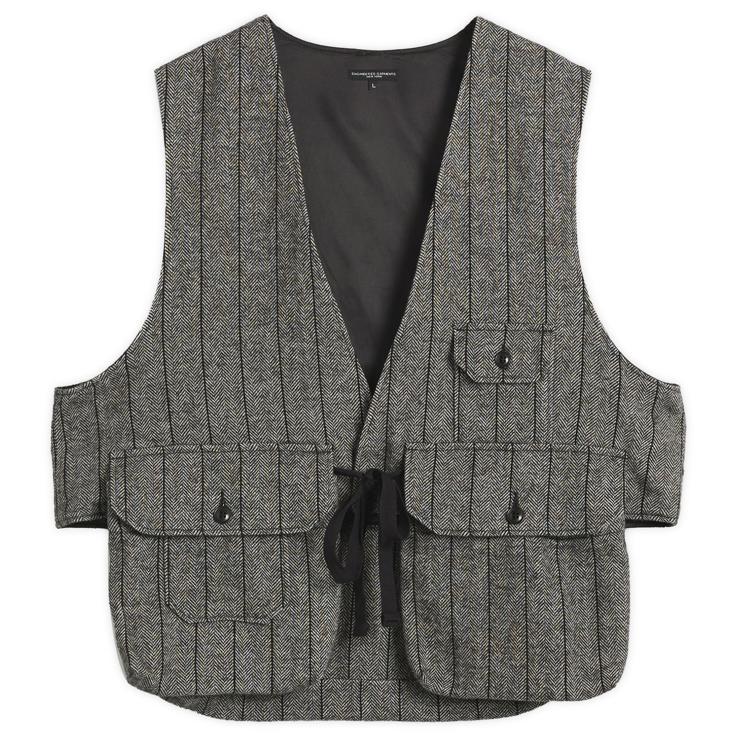 Vest Engineered Garments Herringbone Wool Fowl Vest, Size Small Grå | 25F1C002-OZ002, 0
