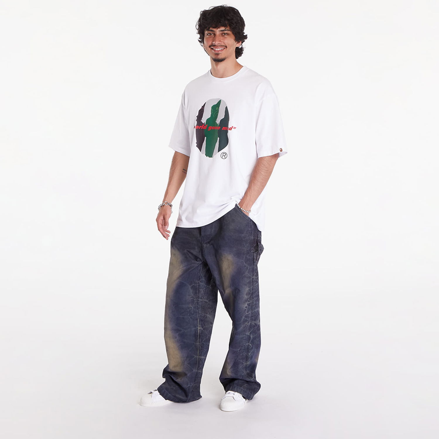 T-shirt BAPE A BATHING APE Shark Shinji Ape Head Relaxed Fit Tee Hvid | 001TEK301328MWHT, 1