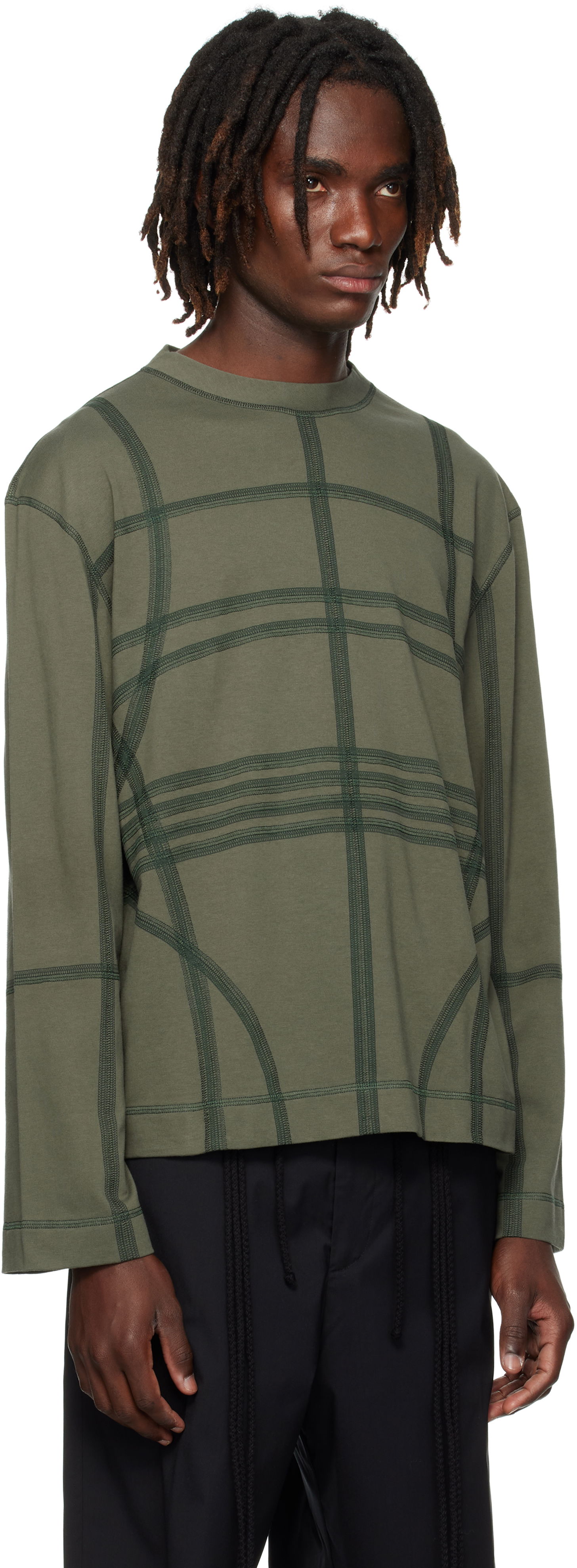 T-shirt Craig Green Craig Green Flatlock Long Sleeve T-Shirt Grøn | CGAW25CJETLS11, 1