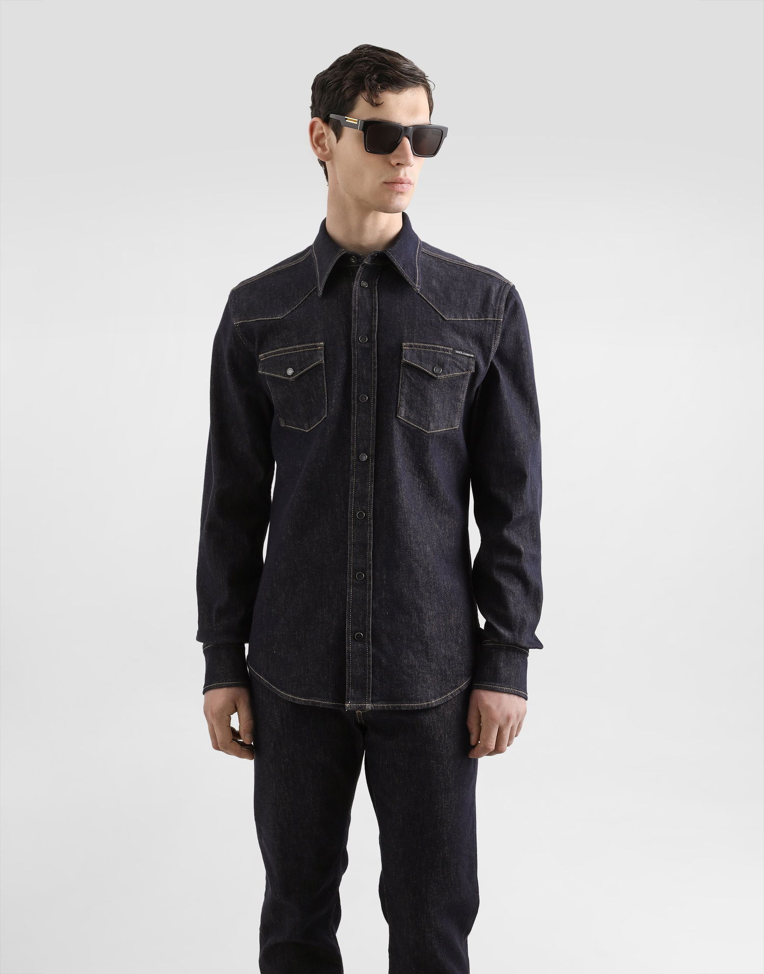 Skjorte Dolce & Gabbana Dolce & Gabbana Men's Stretch Denim Shirt Blå | G5JC8DG8NH9S9001, 1