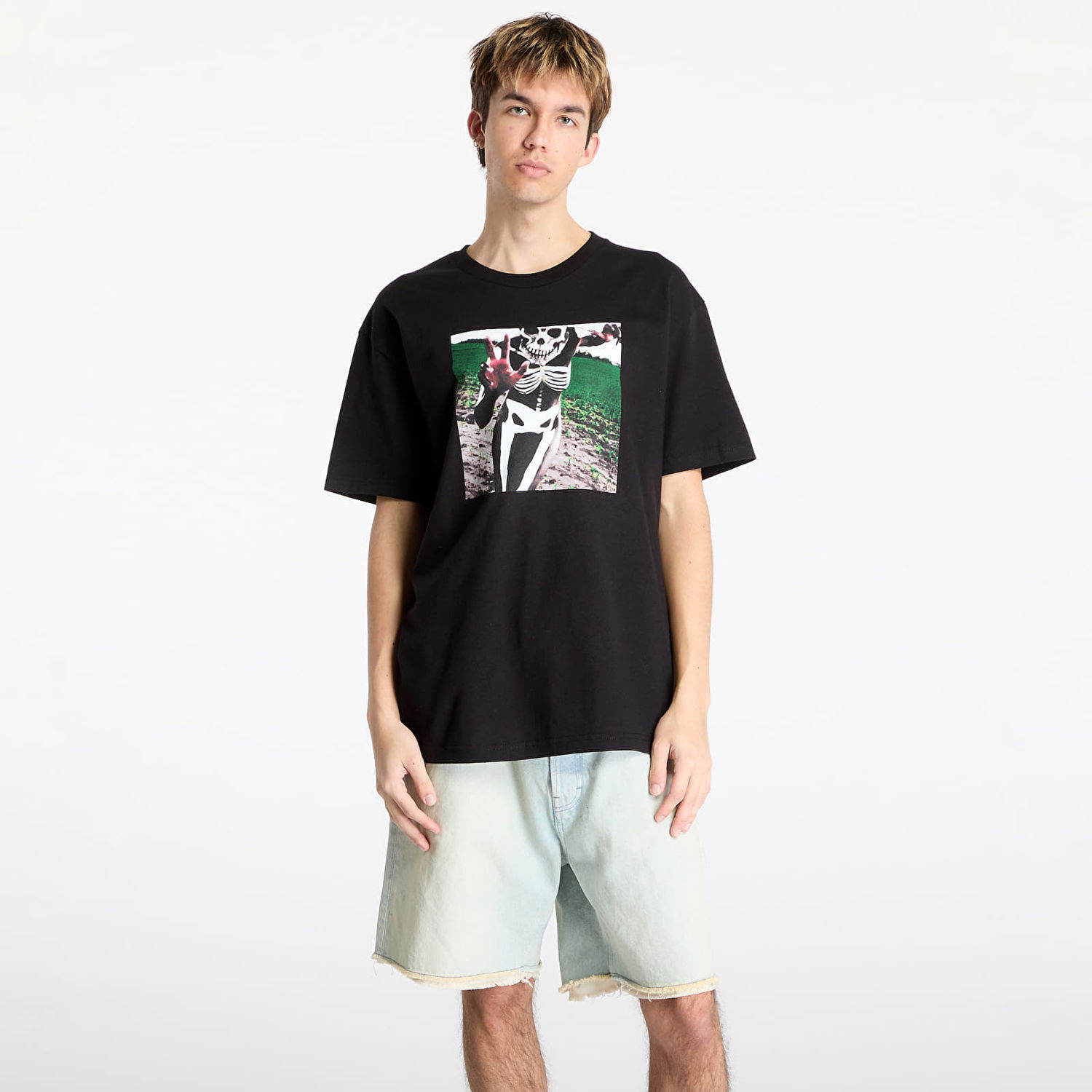 T-shirt Pleasures PLEASURES x Slipknot Skeleton T-Shirt Sort | P25SK017 BLACK, 0
