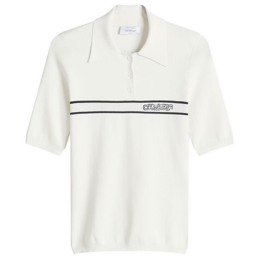 Polo skjorte Off-White Women's Short Sleeve Polo Top with Logo Stripe by Off-White Hvid | OWHV005S25KNI0010A10