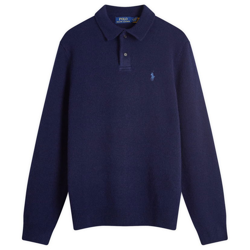 Polo skjorte Polo by Ralph Lauren Knitted Long Sleeve Polo Shirt Blå | 710946141001