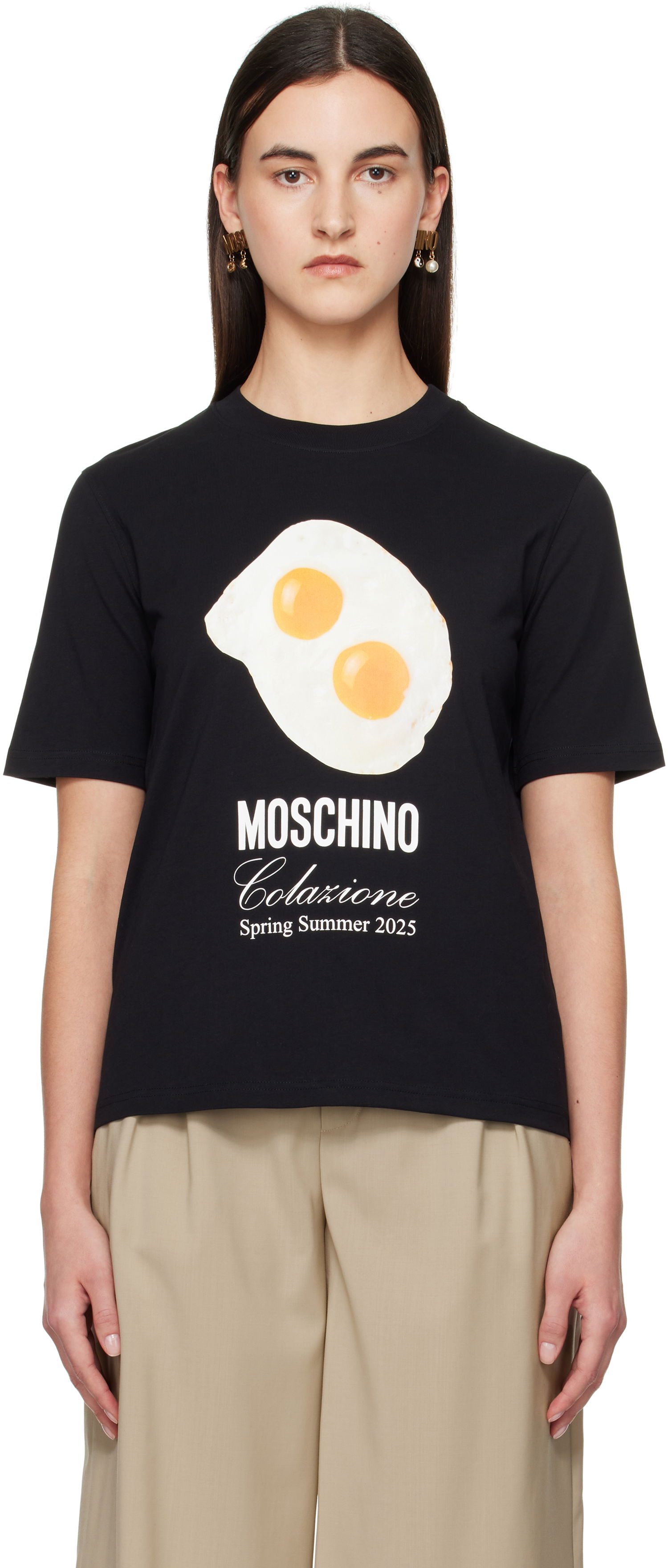 T-shirt Moschino Moschino Eggs Print T-shirt Sort | A070405411555, 0