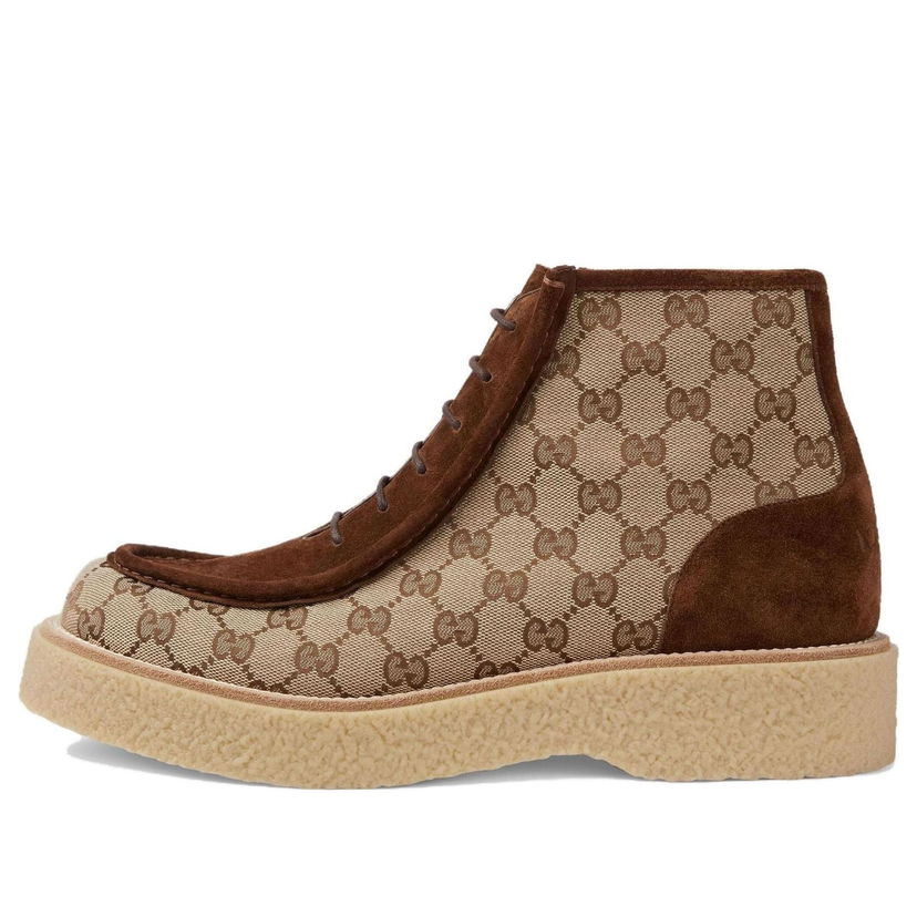 Sneakers og sko Gucci Canvas Suede Lace-up Ankle Boots Brun | 762197-FACJX-9742