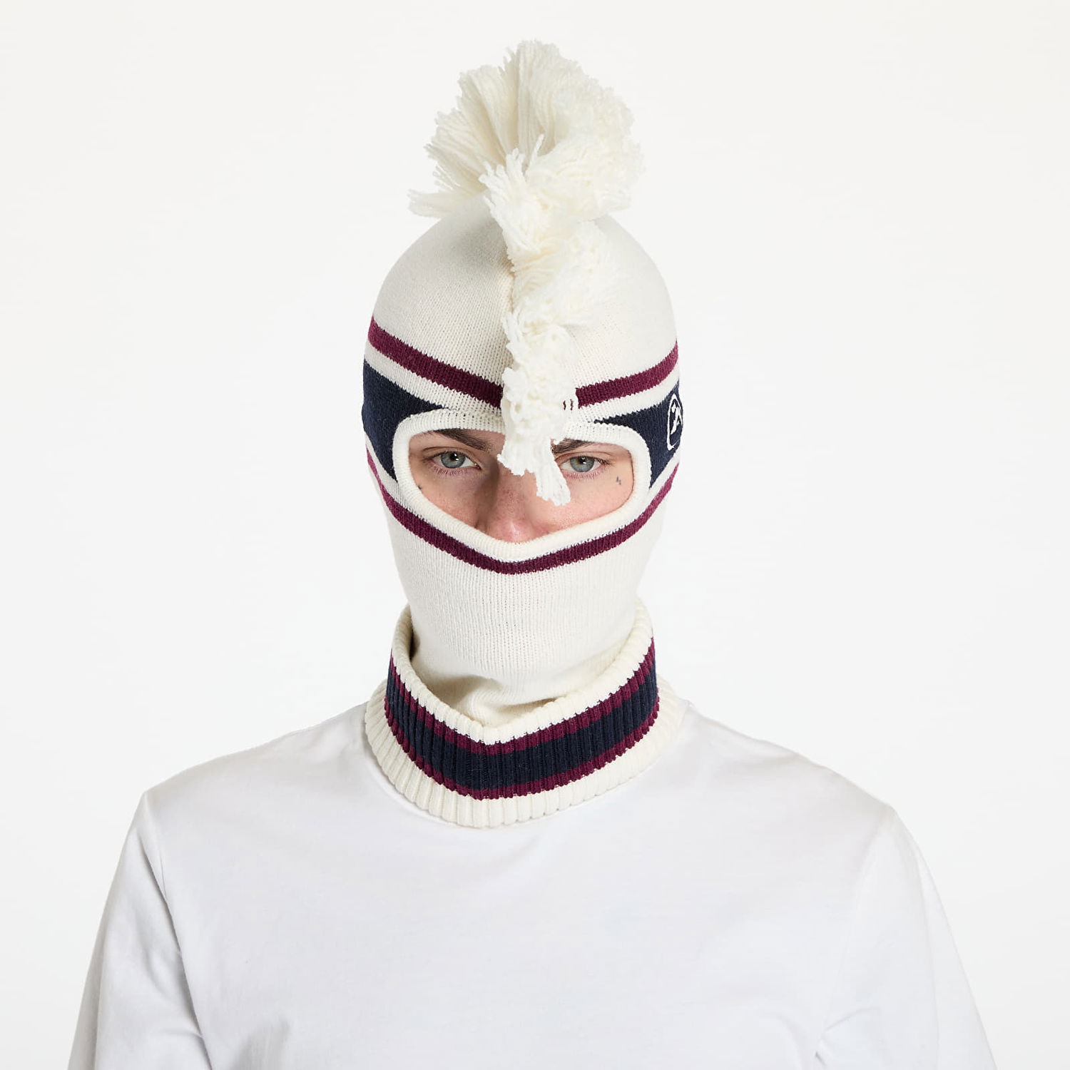 Beanie Ambush Fringe Knit Balaclava Tofu/ Tofu Universal Hvid | BMLC001F24KNI0013131, 0