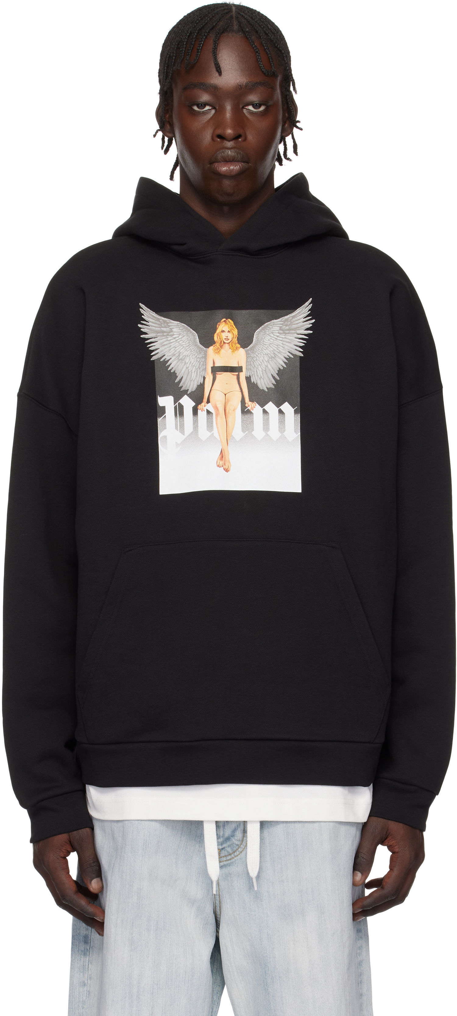 Sweatshirt Palm Angels Pin Up Print Hoodie Sort | PMBB155S25FLE0031003, 0