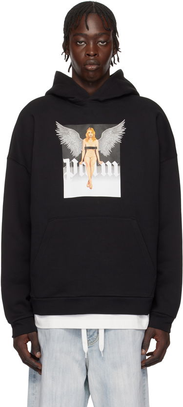 Sweatshirt Palm Angels Pin Up Print Hoodie Sort | PMBB155S25FLE0031003, 0