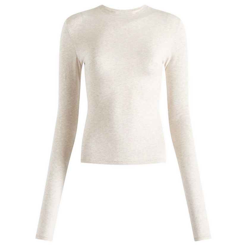 Crop top SKIMS SKIMS Cotton Jersey Long Sleeve T-Shirt, Size Large Beige | AP-TSH-0647-OATHEATHER