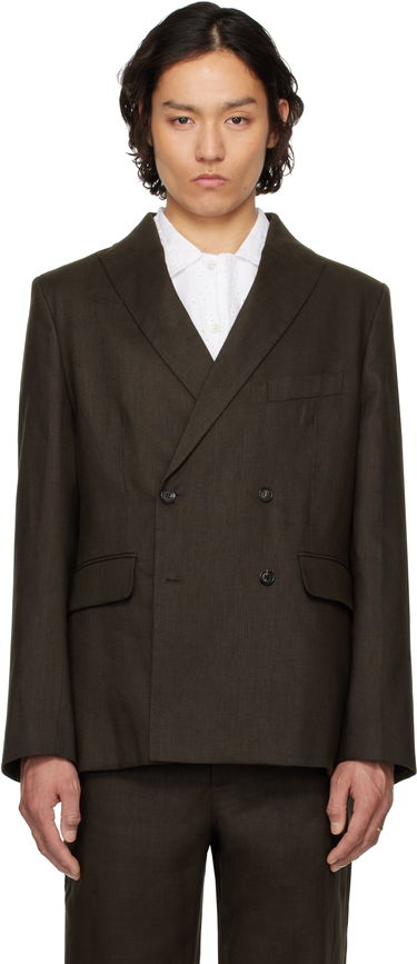 Frakker Bode Bode Linen Double-Breasted Blazer Brun | MRS25SJ011, 0