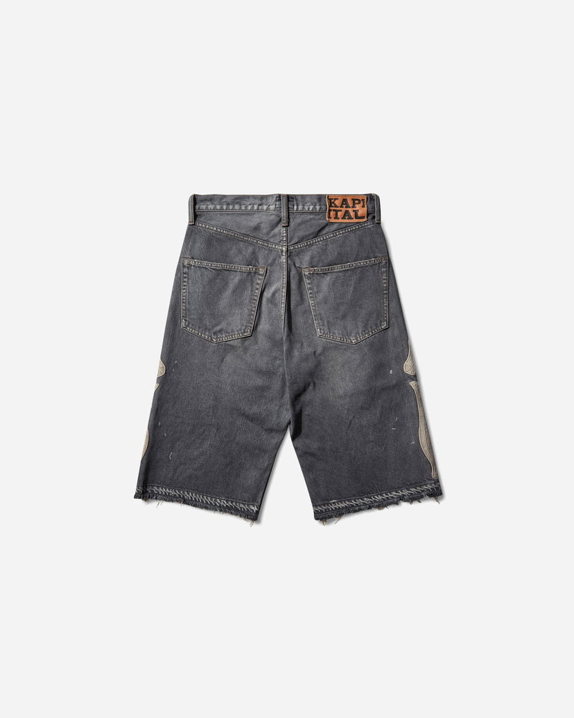 Shorts KAPITAL 14oz Denim 5P Shorts with Bone Applique Grå | EK-1449SPA PRO