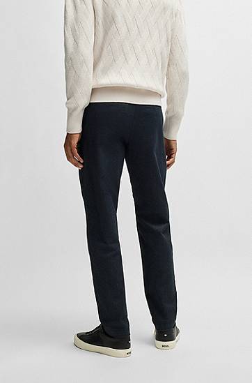 Bukser BOSS BOSS Regular-Fit Cotton-Blend Twill Trousers Mørkeblå | 50524775, 1