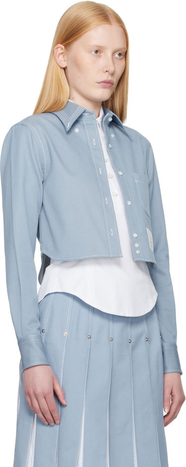 Skjorte Thom Browne Thom Browne Classic Cropped Long Sleeve Shirt Blå | FLL183A-F0991, 1