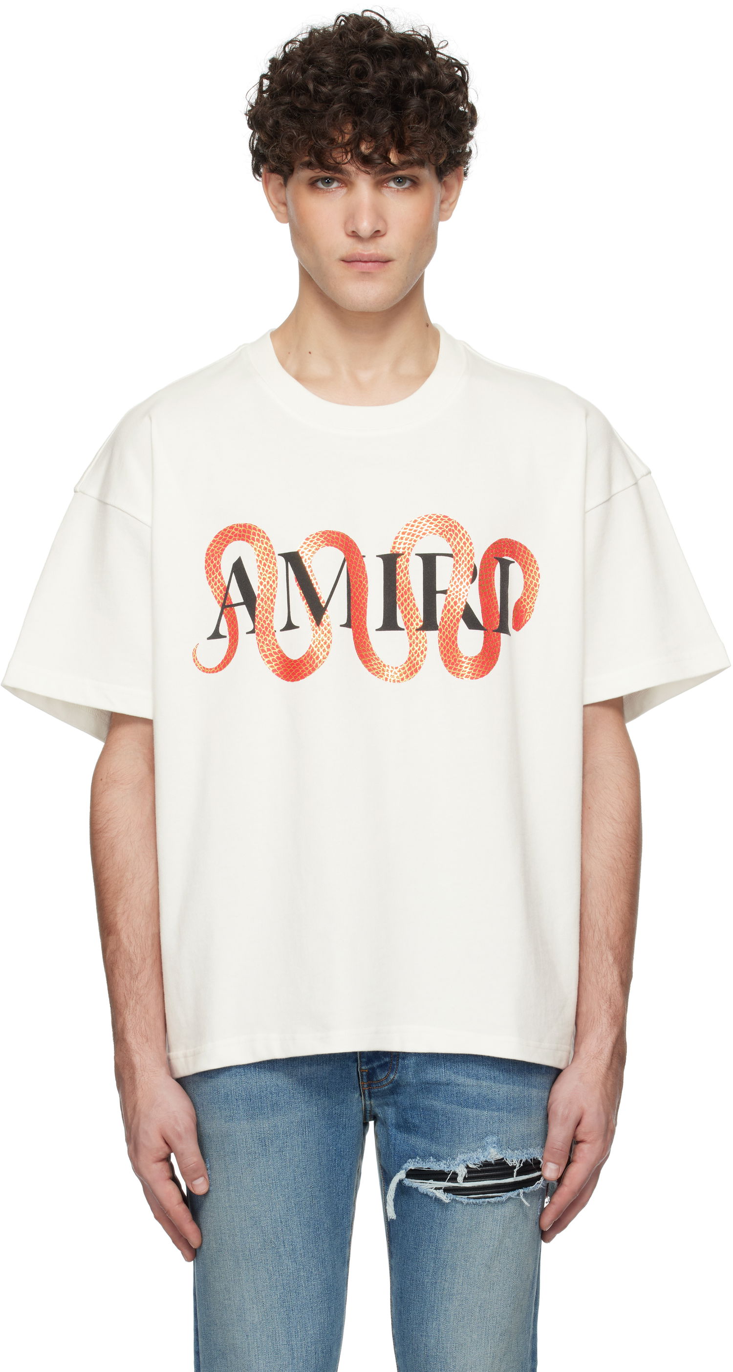 T-shirt AMIRI Snake Print T-Shirt Hvid | AMJYTE1155, 0