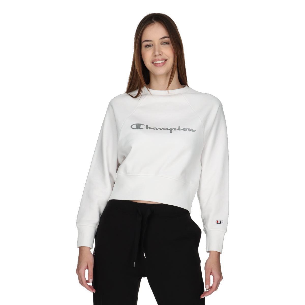 Sweatshirt Champion Cropped Raglan Sleeve Sweatshirt Hvid | CHA241F609-10, 0