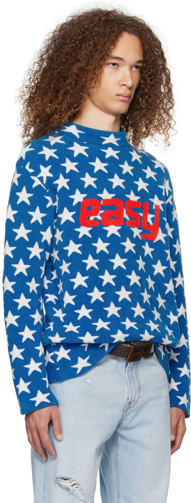 Sweater ERL 'Easy' Star-Print Knit Sweater Blå | ERL07N006, 1