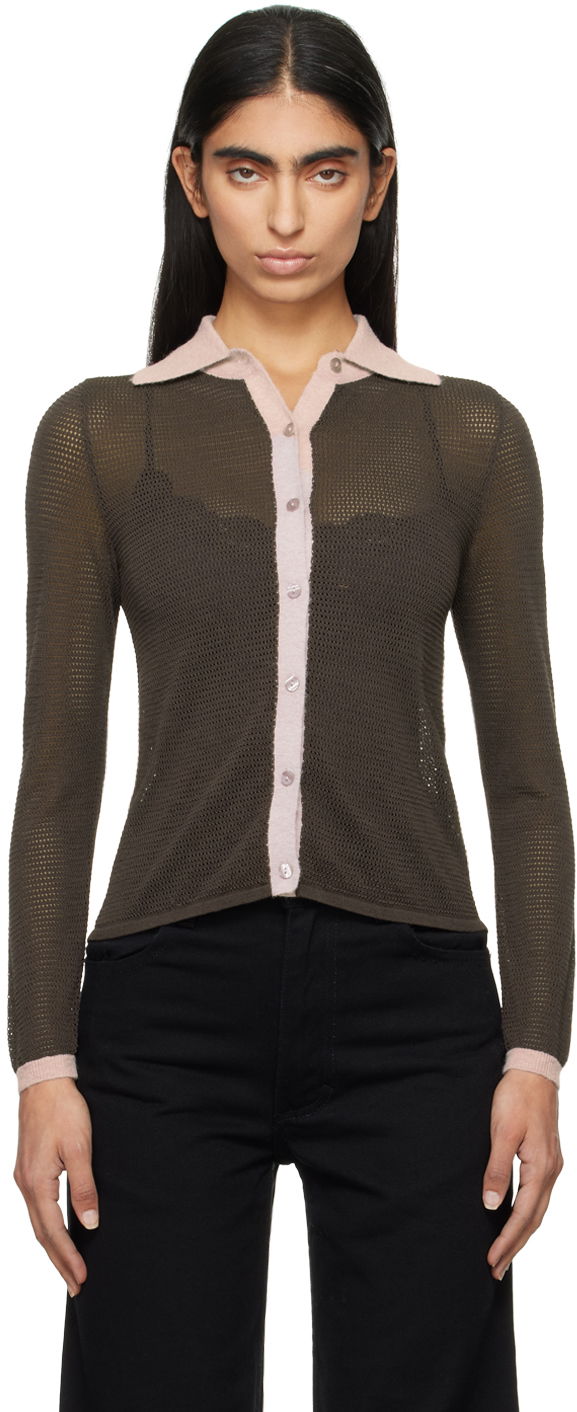 Skjorte Eckhaus Latta Shirt Button-Down Long Sleeve Brun | 8087-EL-PF24-F -