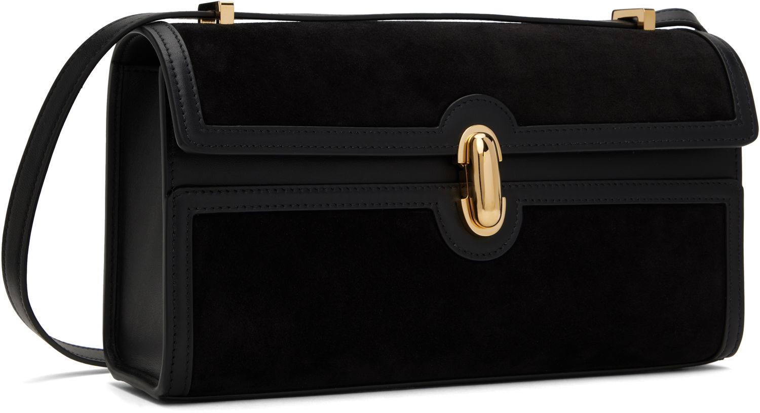 Håndtaske Savette Savette Symmetry 26 Suede and Leather Shoulder Bag Sort | H-010-14-14, 1