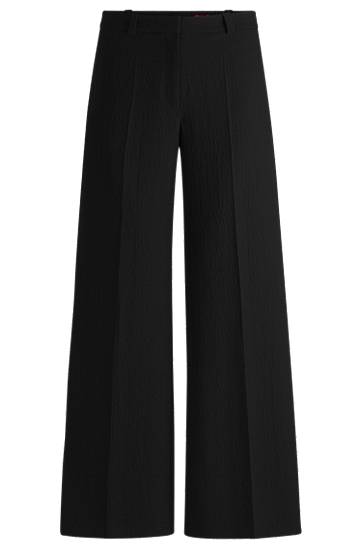 Bukser BOSS Stretch Seersucker Regular-Fit Trousers Sort | 50540242