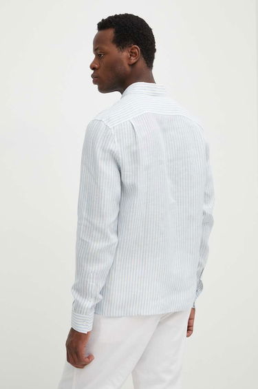 Skjorte Lacoste Lacoste Linen Regular Fit Button-Down Shirt Blå | CH6985, 3