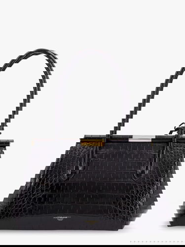 Håndtaske Dolce & Gabbana Dolce & Gabbana Marlene Croc-Embossed Leather Top-Handle Bag Sort | BB7734AU78780999, 2