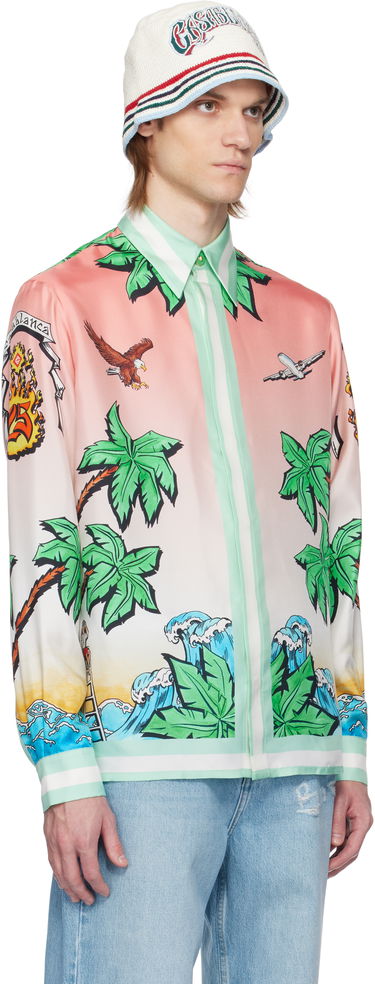Skjorte Casablanca Casablanca 'Tennis Club' Print Silk Shirt Flerfarvet | U-MS25-SH-021-02, 1