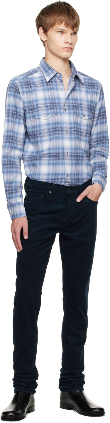 Skjorte Tom Ford TOM FORD Check Western Shirt Blå | HDS001-FMC243, 4