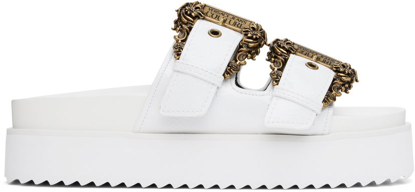Sneakers og sko Versace Versace Jeans Couture Baroque Buckle Arizona Flat Sandals Hvid | E78VA3SM1_EZS539