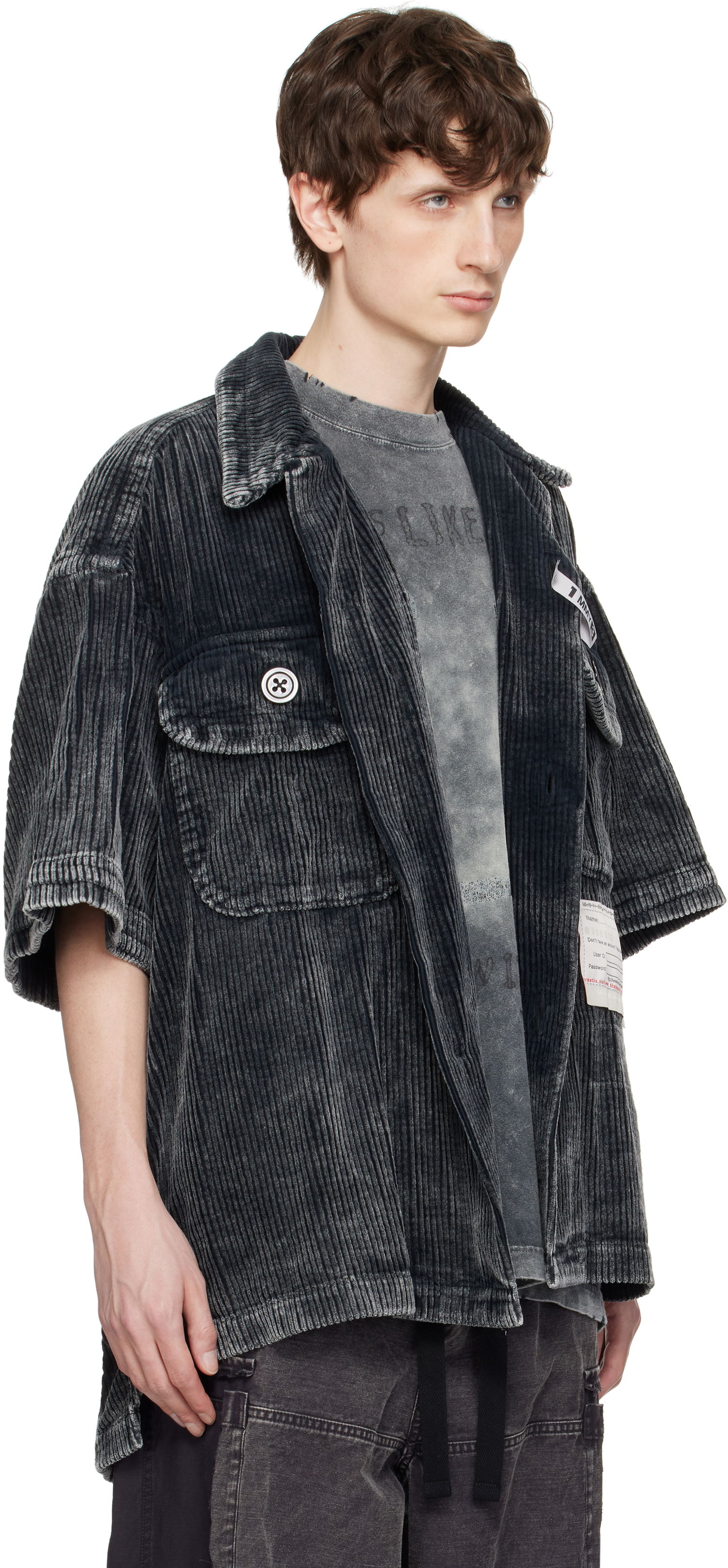 Jakke Maison MIHARA YASUHIRO MIHARA YASUHIRO Amateur Sewn Like Corduroy Short-Sleeve Shirt Grå | A14SH084, 1