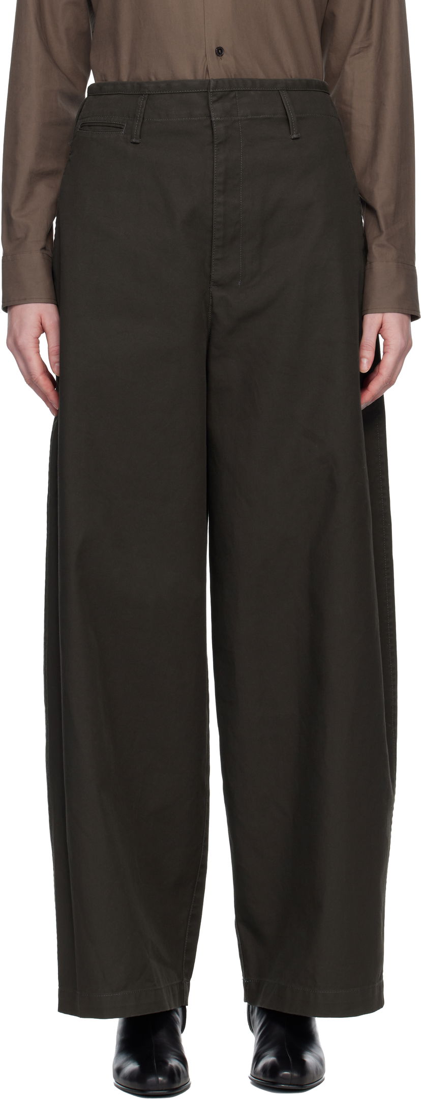 Bukser LEMAIRE Wide-Leg Chino Trousers Brun | PA1218 LF1452