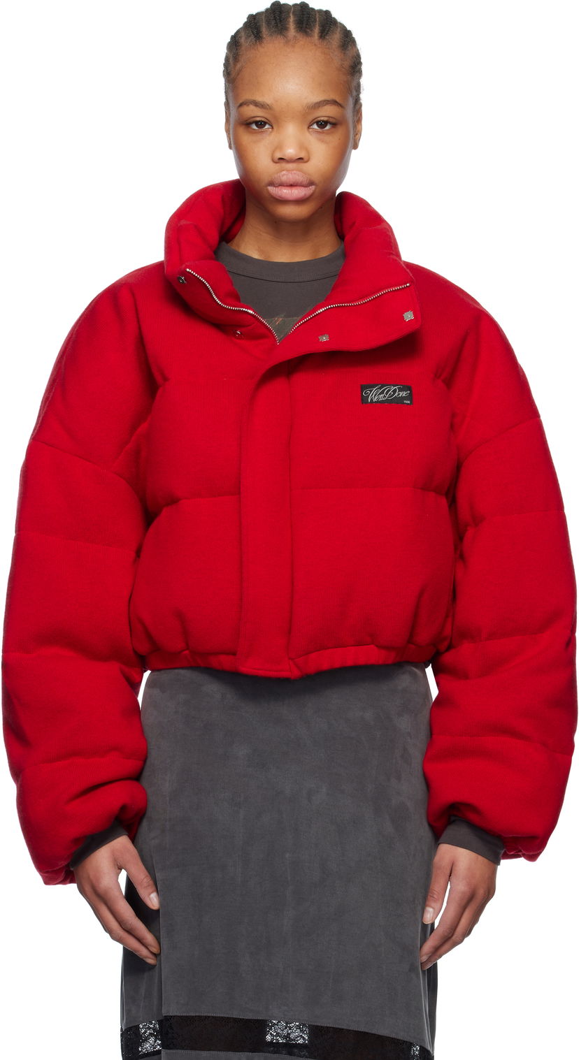 Puffer jakke We11done We11done Knit Down Cropped Puffer Jacket Rød | WD-KJ0-25-674-W-RD