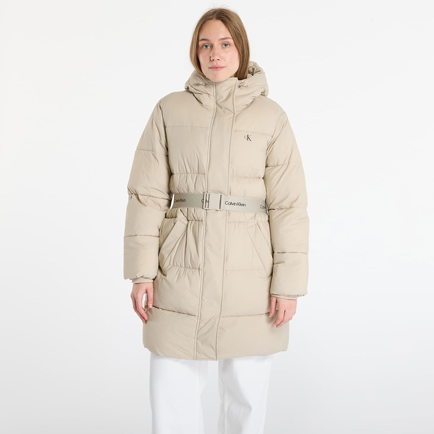 Frakker CALVIN KLEIN Jeans Belted Midweight Coat Beige | LV047D508G NSU, 0