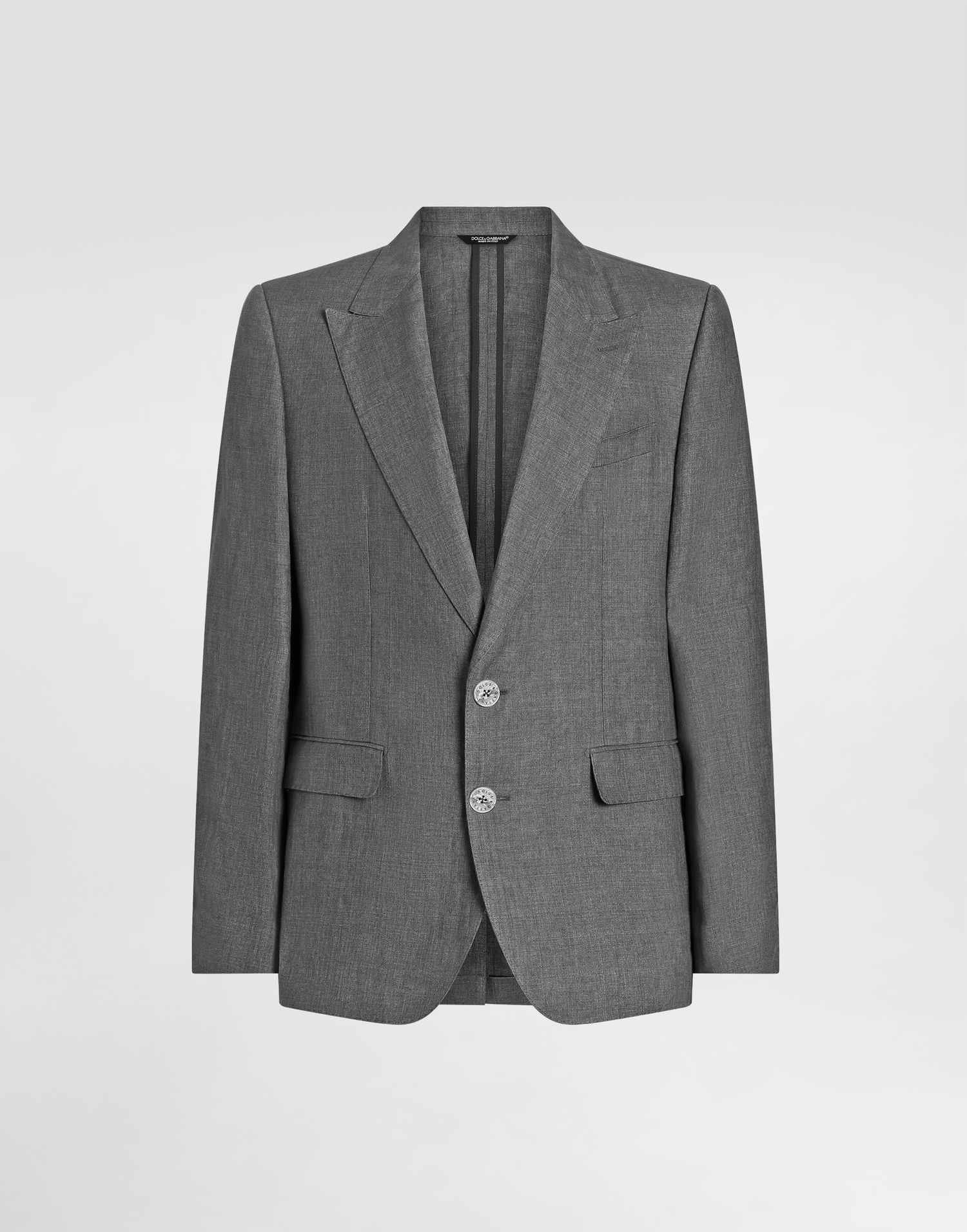 Jakke Dolce & Gabbana Dolce & Gabbana Sicilia Single-Breasted Washed Linen Jacket Grå | G2QS6TFU4MFN0701, 0
