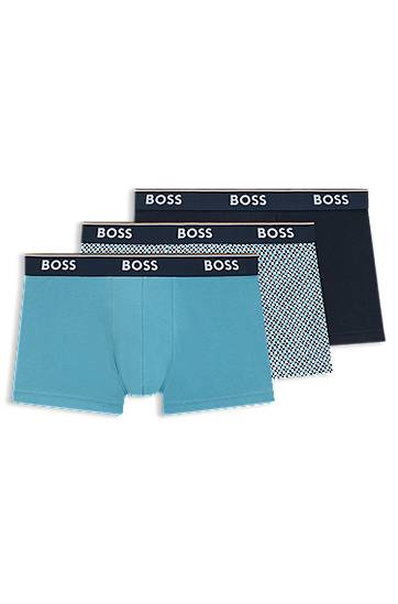 Boksere BOSS BOSS Three-Pack of Stretch Cotton Trunks with Logo Waistband Turkis | 50531701