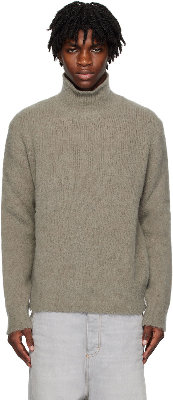 Sweater AMI Hairy Turtleneck Beige | HKS426.KN0021, 0