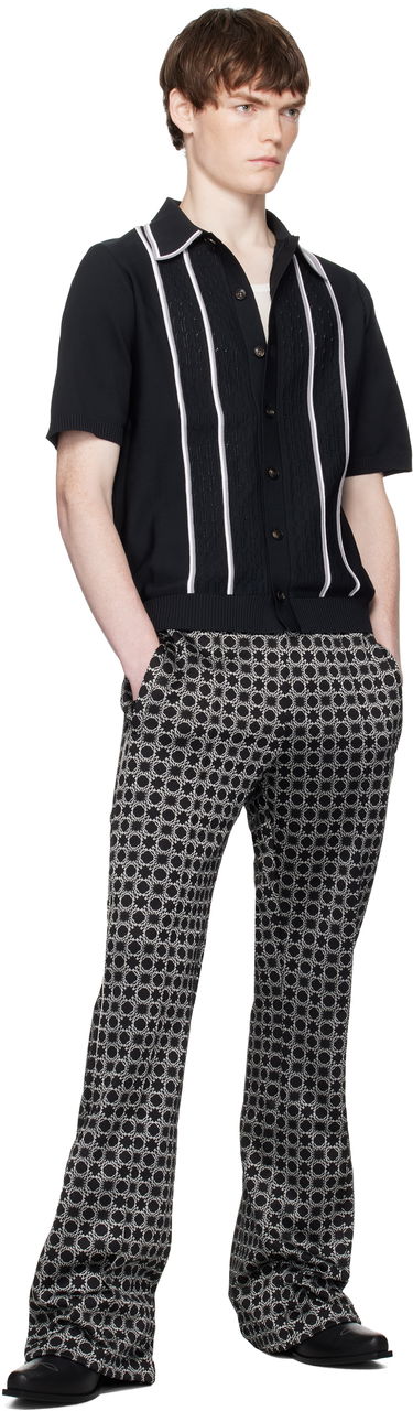 Polo skjorte AMIRI AMIRI Script Stripe Knit Polo Sort | AMKNIR1025, 3