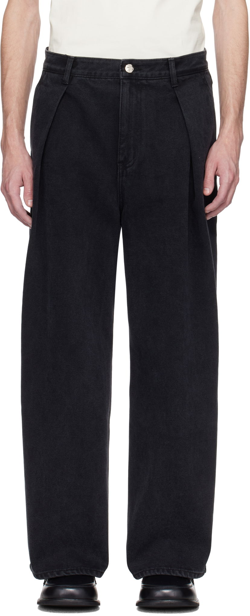 Jeans ADER ERROR ADER error Sig TRS Tag 02 Pleated Jeans Sort | BO42FYJE0102BK