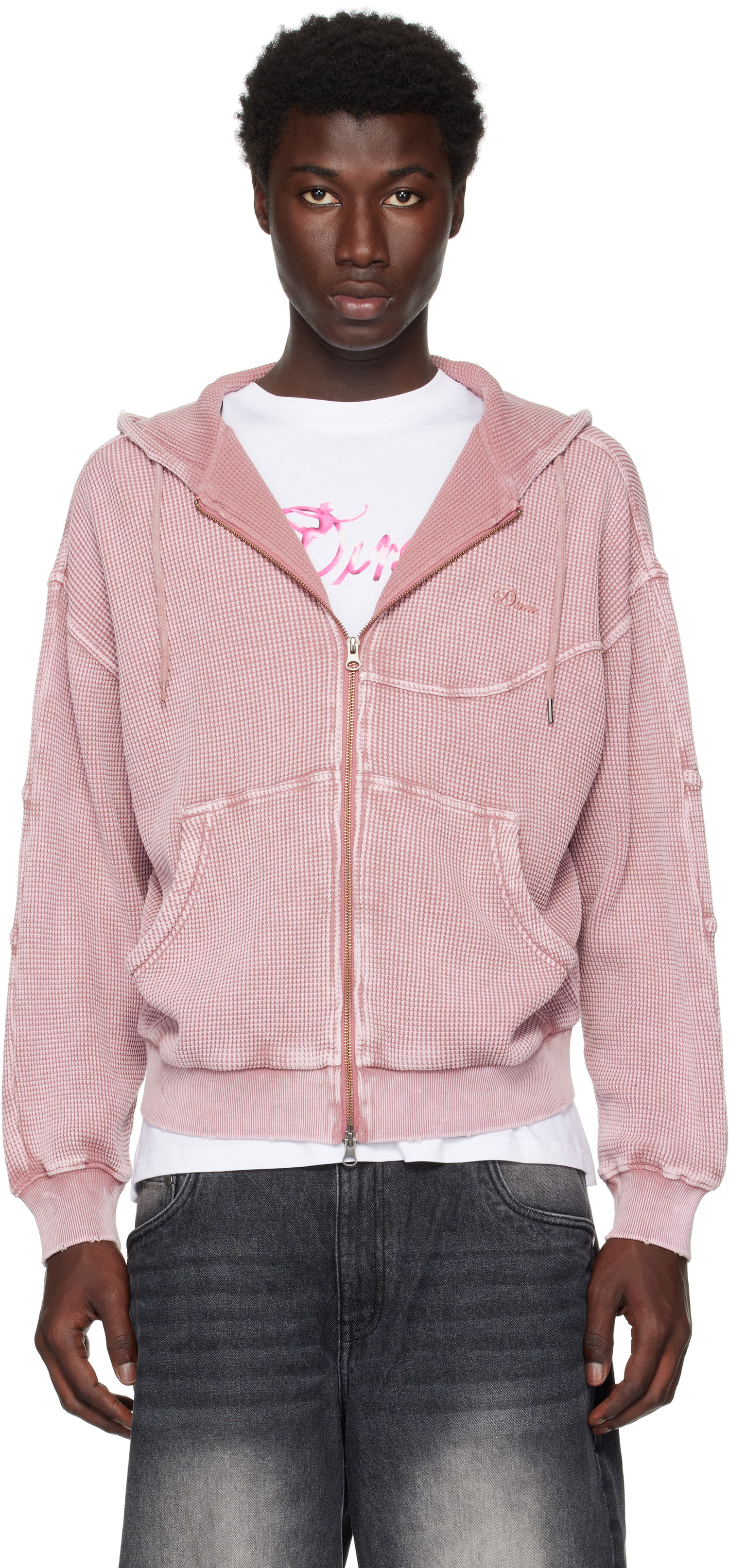Sweatshirt Dime Dime Premium Waffle Zip Hoodie Lyserød | DIMESU258MAU, 0